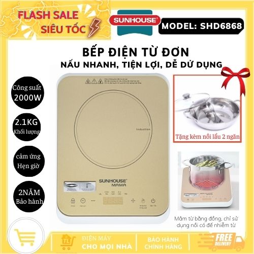 Bếp điện từ cảm ứng sunhouse mama shd6868 - hàng chính hãng