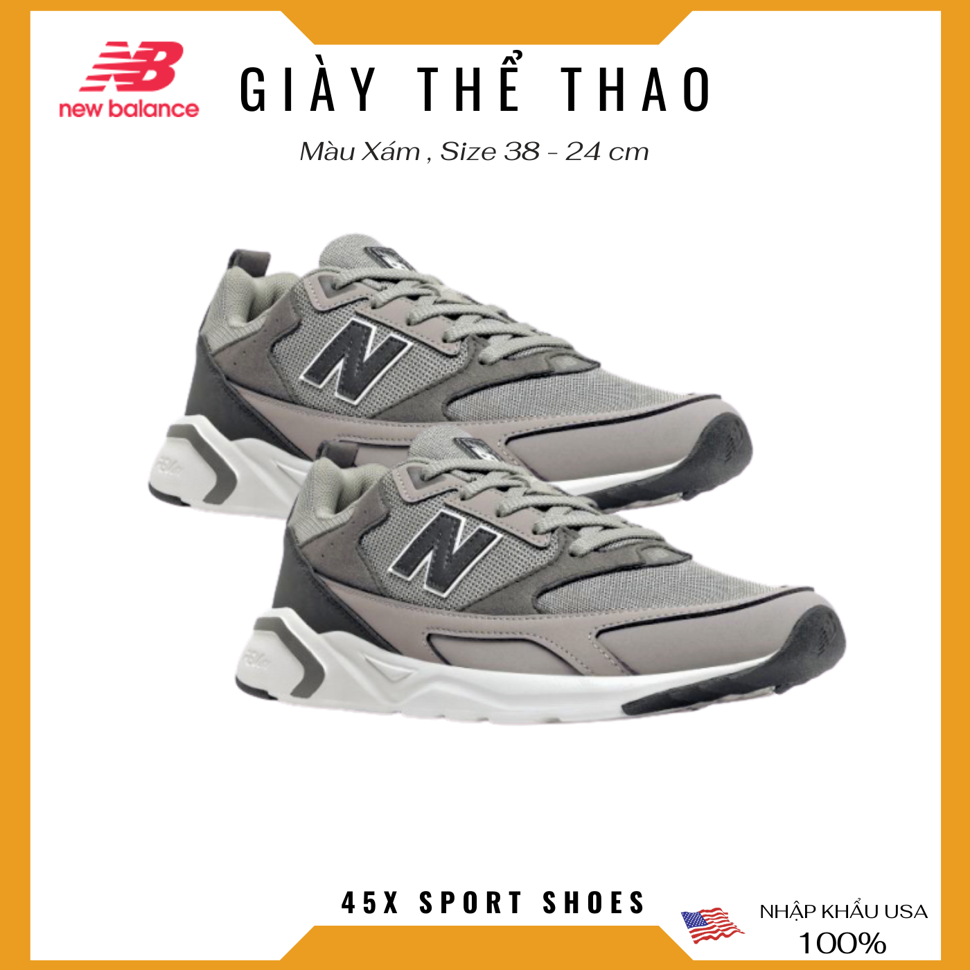 [HCM][Hàng Chính Hãng New Balance][Nhập Khẩu Mỹ] Giày Thể Thao Mens 45X Êm ChânForm Chuẩn ĐẹpNhẹ