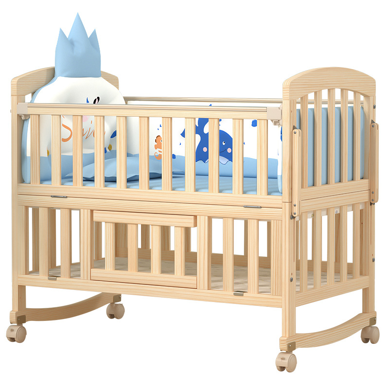 (9 món) Cũi Ngủ Cho Bé 2 Tầng Bằng Gỗ Thông Tự Nhiên Đa Năng 5 chế độ Kèm Quây Hình Vương Miện