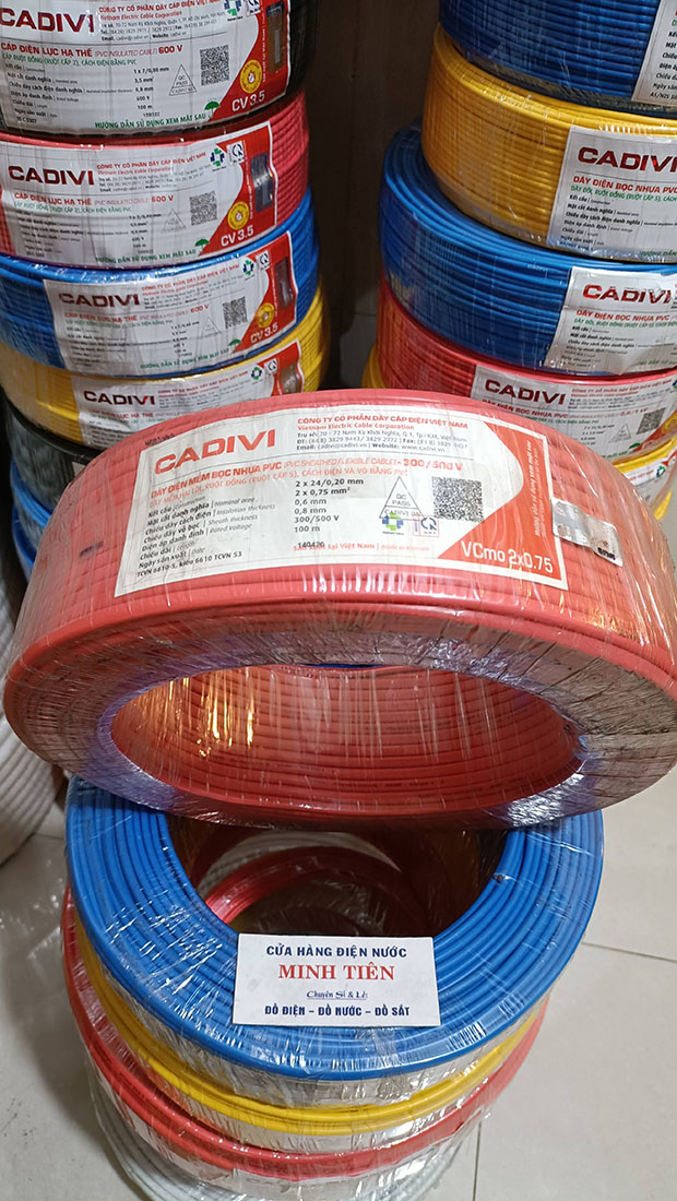 (Bán lẻ 5 mét) Dây điện đôi mềm hình OVAN 2 vỏ bọc PVC Cadivi (VCmo) kích thước 2 x 24 (2x0.75mm2), 2 x 32 (2x1mm2), 2 x 30 (2x1.5mm2), 2 x 50 (2x2.5mm2)