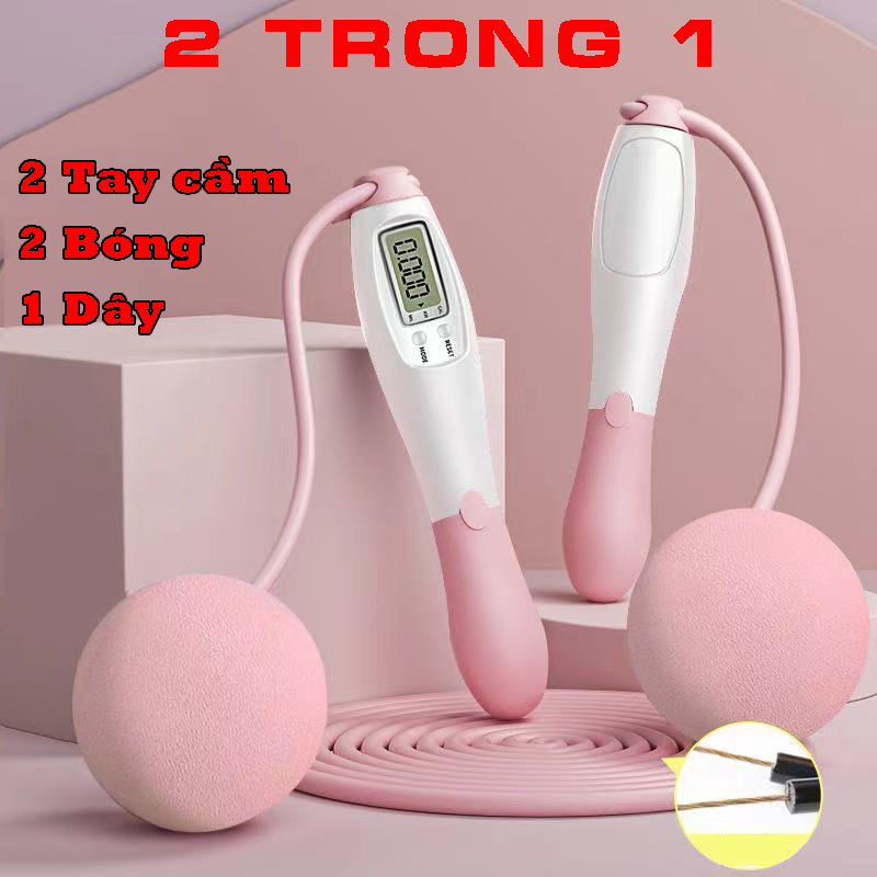 [2 trong 1]Dây nhảy không dây và có dây đếm số điện tử Calo & Km - Dây nhảy tập gym tại nhà cao cấp