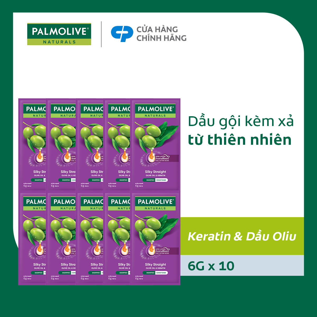 Bộ 10 gói Dầu gội Palmolive kèm dầu xả chiết xuất thiên nhiên 6g x 10