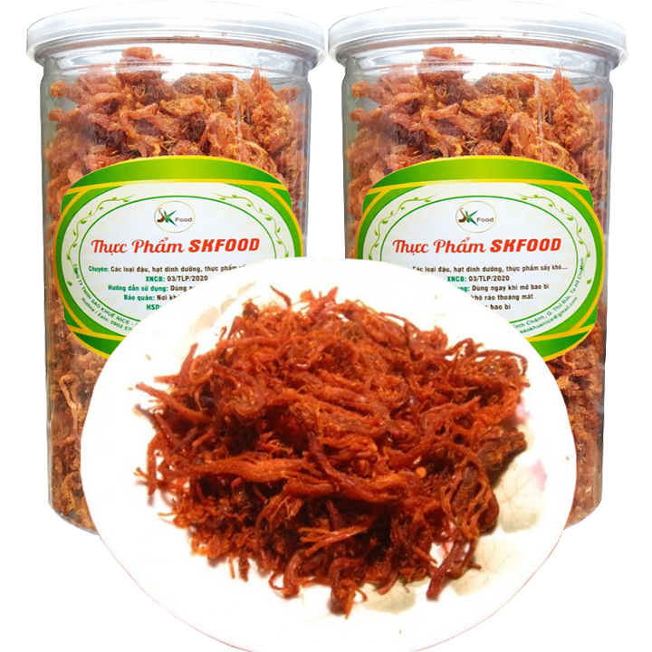 [COMBO 2 HŨ] Khô bò sợi đặc biệt SK FOOD (khô heo vị bò) tổng 600g hũ pet dùng ăn vặt hoặc trộn gỏi