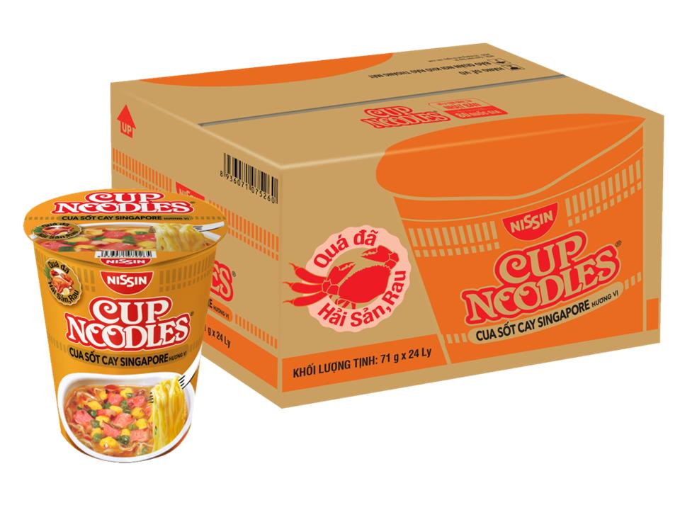Thùng 12 Ly Mì Cup Noodles Hương Vị Cua Sốt Cay Singapore (71g)