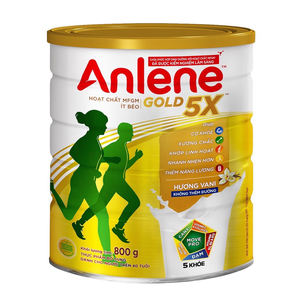 Sữa Bột ANLENE GOLD 5X Hương Vanila 800g/Lon