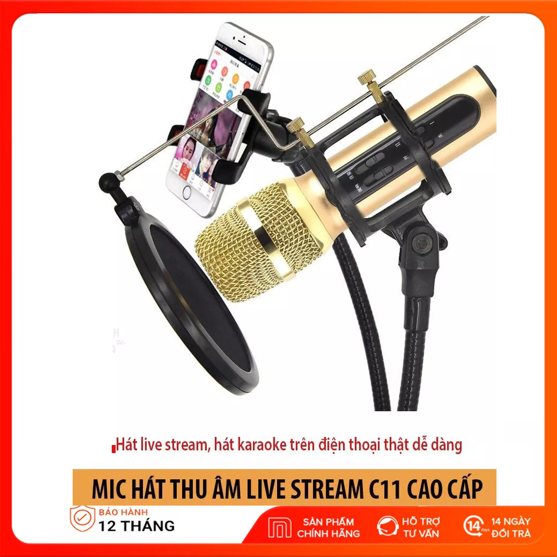 [HCM](Xã Kho - Giá Sốc) Trọn Bộ Thu Âm LiveTream Trên Điện Thoại Mic C11 Cực Hay Cực Đẹp Phù Hợp Với Mọi Loại Điện Thoại Mic Hat Karaoke Kiem LoaMicro Thu Âm Tại Nhà Micro Karaoke + Livestream Kiêm Sound Card 3 In 1 Cao Cấp