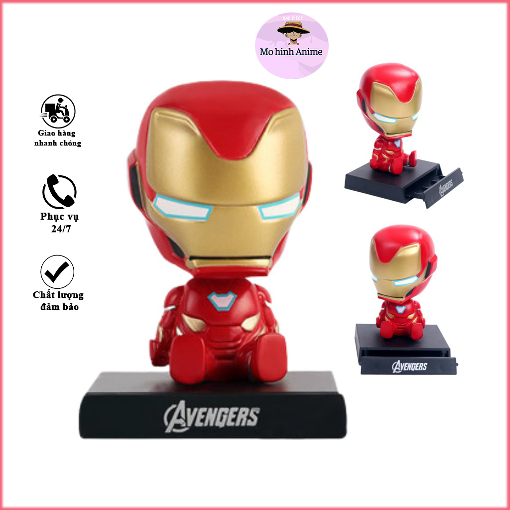 Mô Hình Iron man Siêu Nhân Avengers lắc đầu dễ thương trang trí ô tô, bàn làm việc