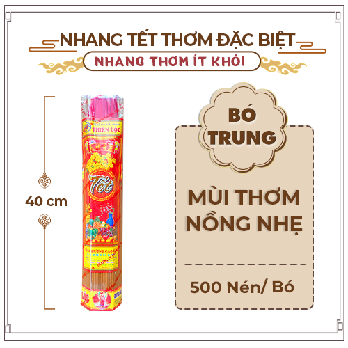 Nhang Thơm Tết Cao Cấp Bó Trung [3-4 Tấc / 500 Cây] - Hàng Mã Thiên Lộc
