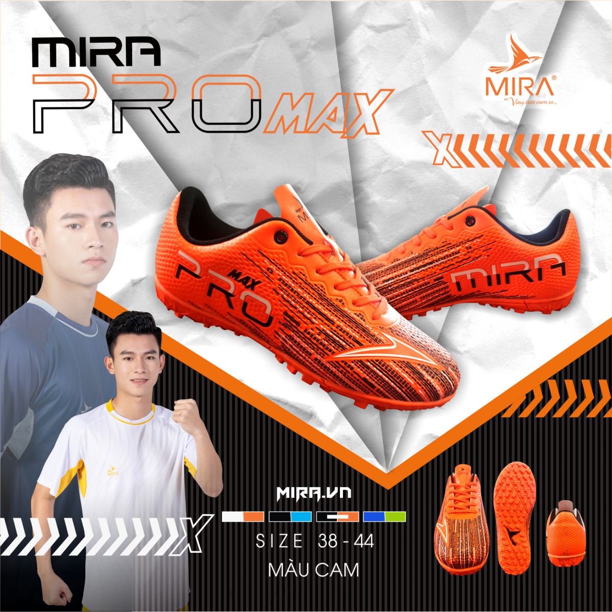 Giầy đinh đá bóng giầy đinh đá banh Mira Pro Max tặng kèm tất dài đá bóng