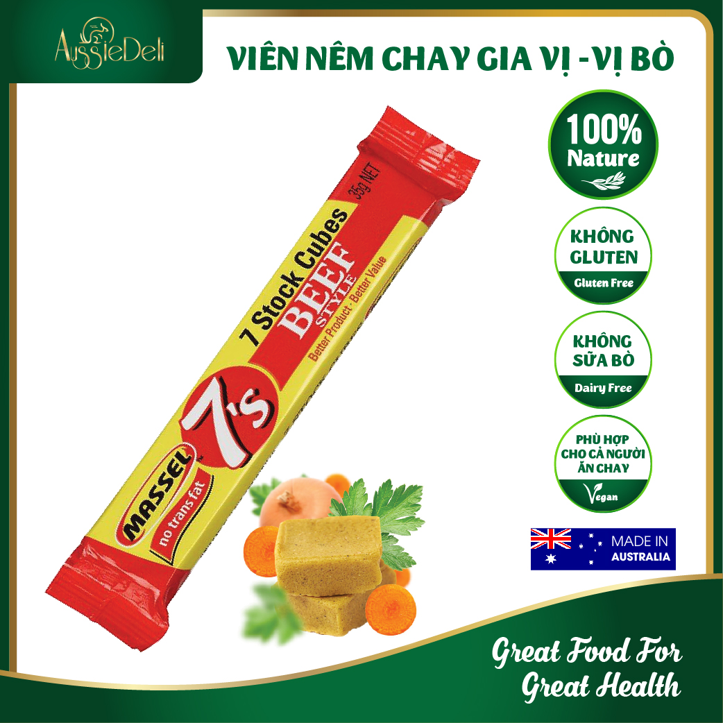 (COMBO 5 THANH) Hạt nêm thuần chay Vegan, Không Gluten vị bò dạng viên Massel - Beef Stock Cubes