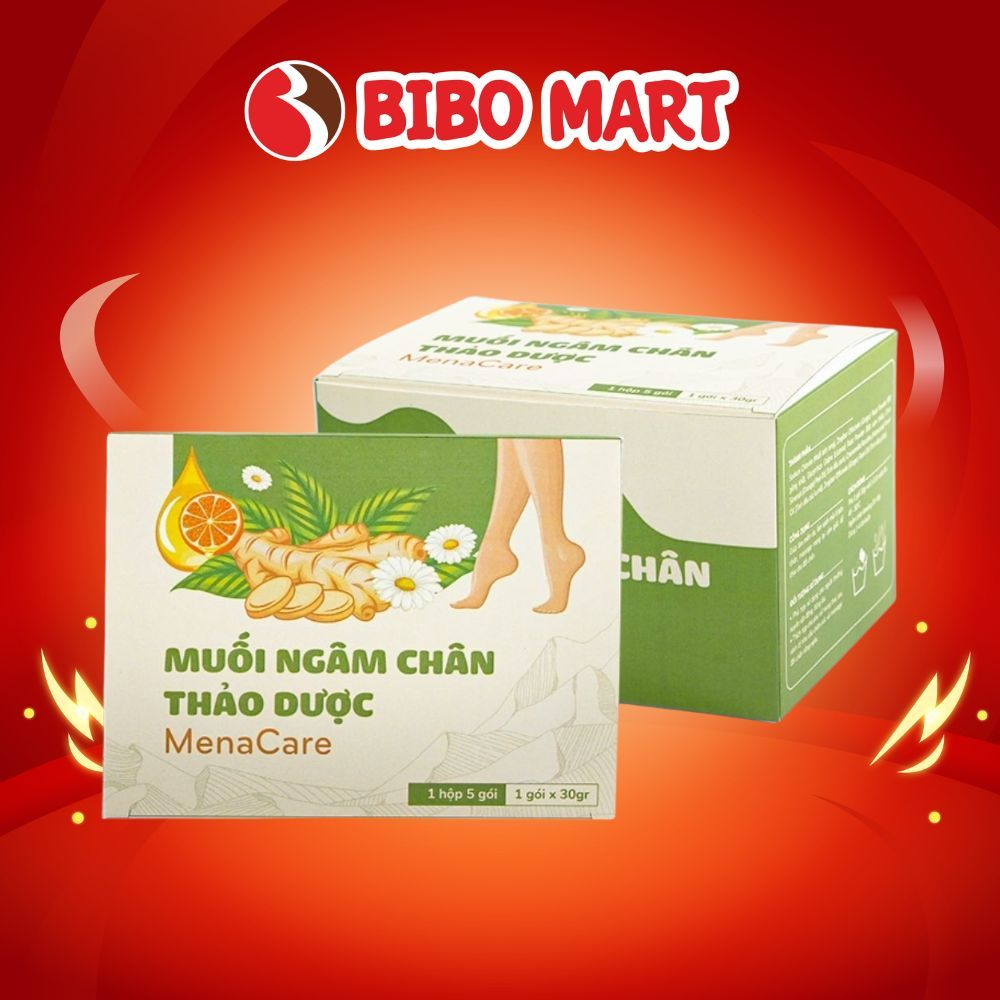 [QT] Muối Ngâm Chân Thảo Dược MenaCare Hộp 5 Gói 30gr - Bibo Mart
