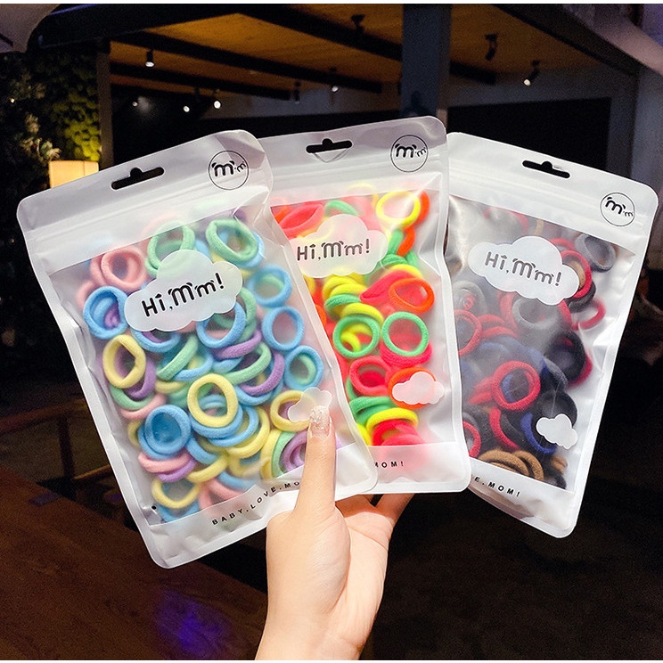 Set cột tóc 50 dây kèm túi đáng yêu cho bé