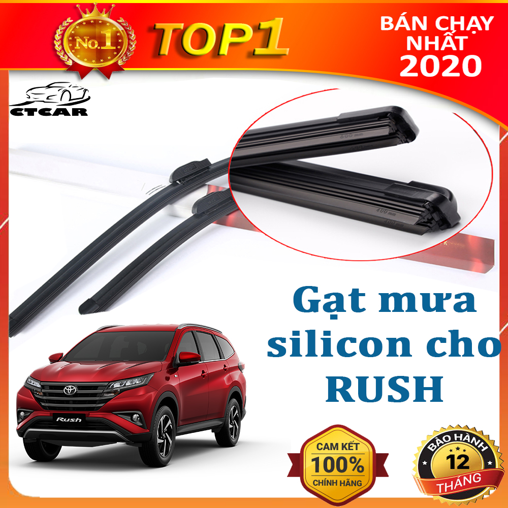 Gạt mưa Toyota Rush loại chổi gạt silicone mềm không xương cao cấp bộ 2 cái 600mm và 400mm CTCar Store