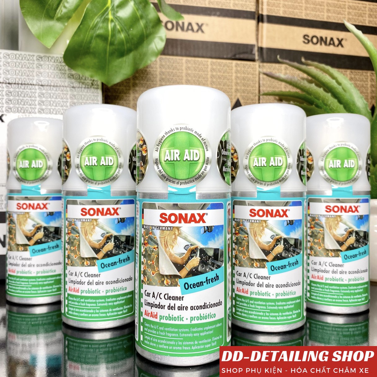 Khử mùi, diệt nấm mốc dàn lạnh ô tô thế hệ mới Sonax A/C Cleaner Air Aid 323600 mùi hương đại dương - Nhập khẩu Đức