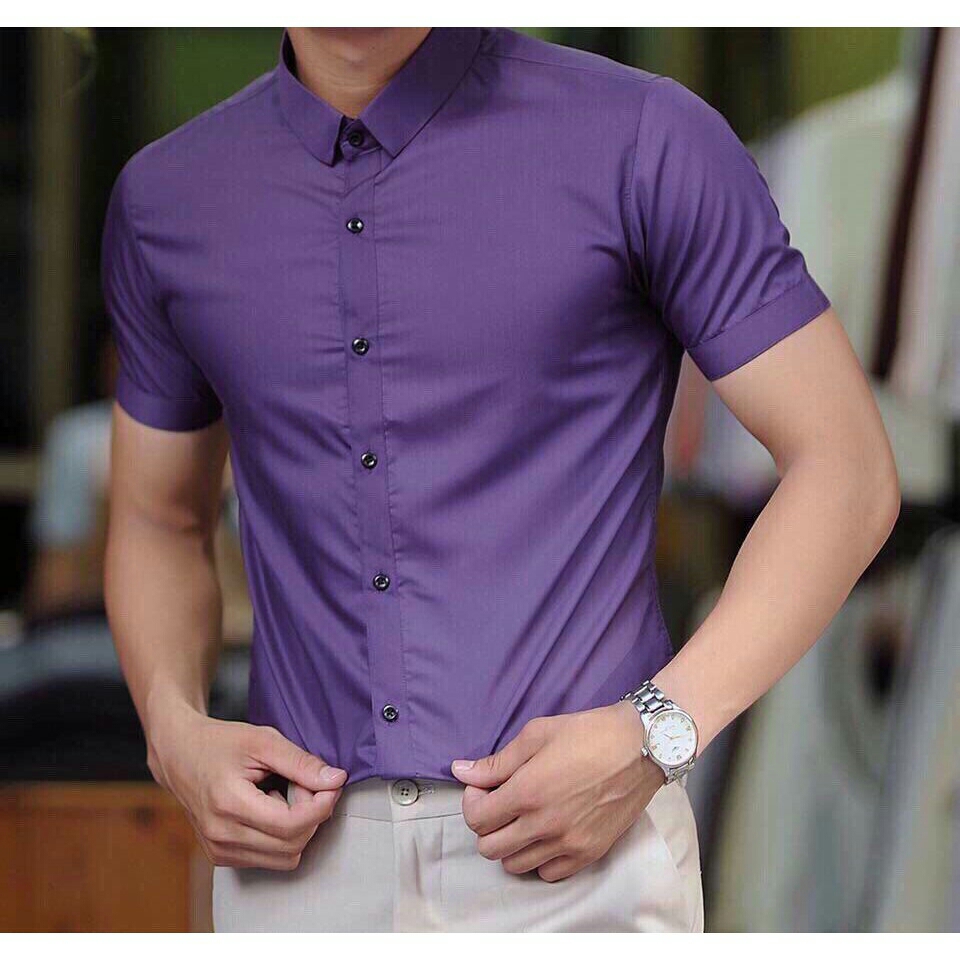 Áo sơ mi nam cộc tay, Sơ mi ngắn tay dáng ôm trẻ trung SMC004
