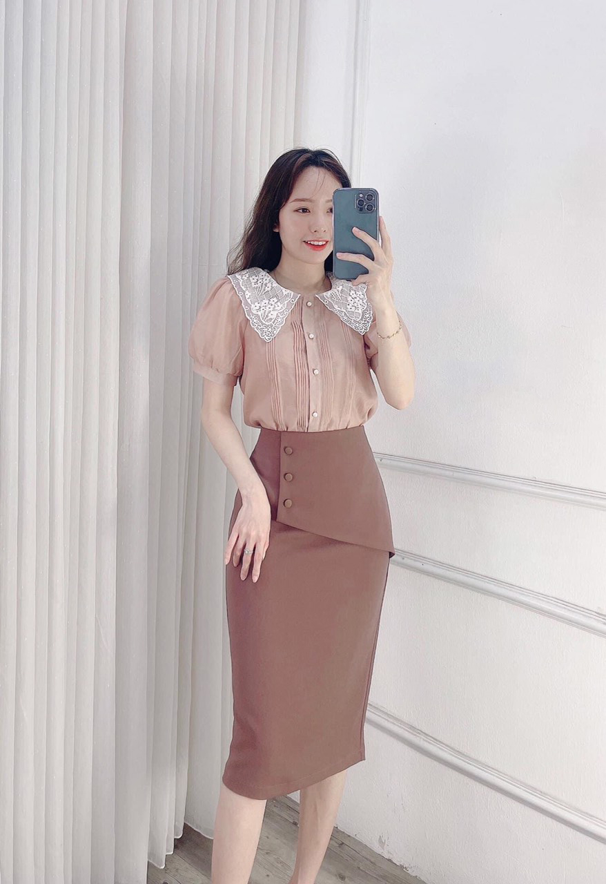 {Freeship} Chân Váy Bút Chì có vạt che bụng dài 68cm - Min Public Fashion