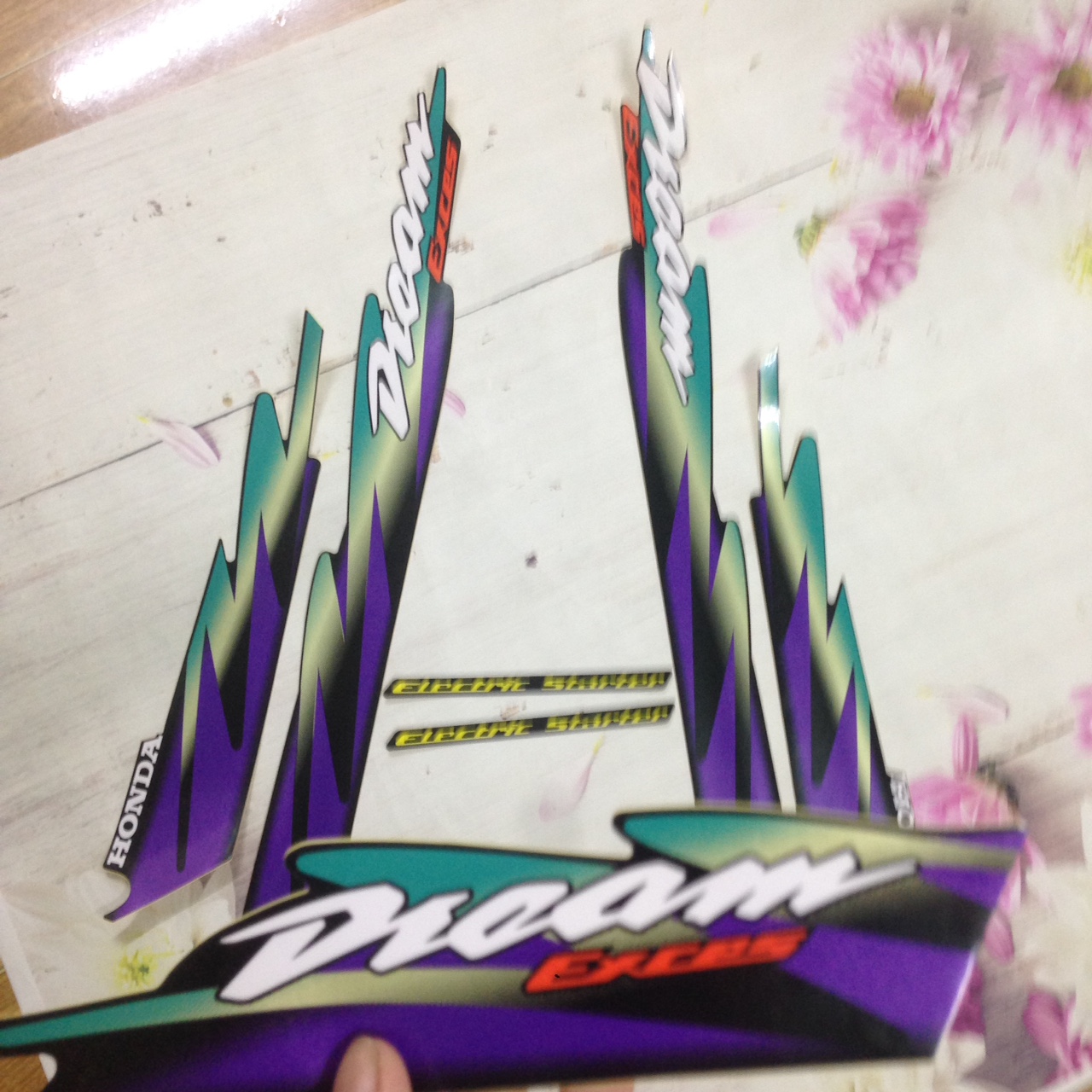 Bộ Tem xe   Dream lùn -  dream 3 màu Xanh - tem 3 lớp