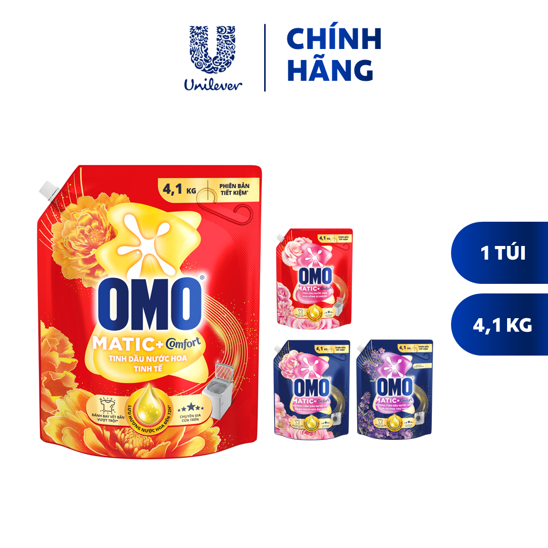  Túi nước giặt OMO Matic 4.1 3.8kg dành cho máy giặt cửa trên cửa trước xoáy bay vết bẩn hương thơm bền lâu  bao bì tùy lô nhập hàng  