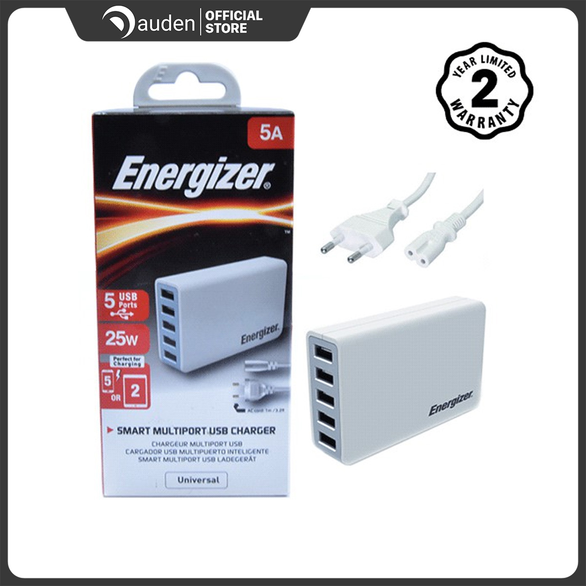 Sạc energizer 5 cổng usb 25w eu