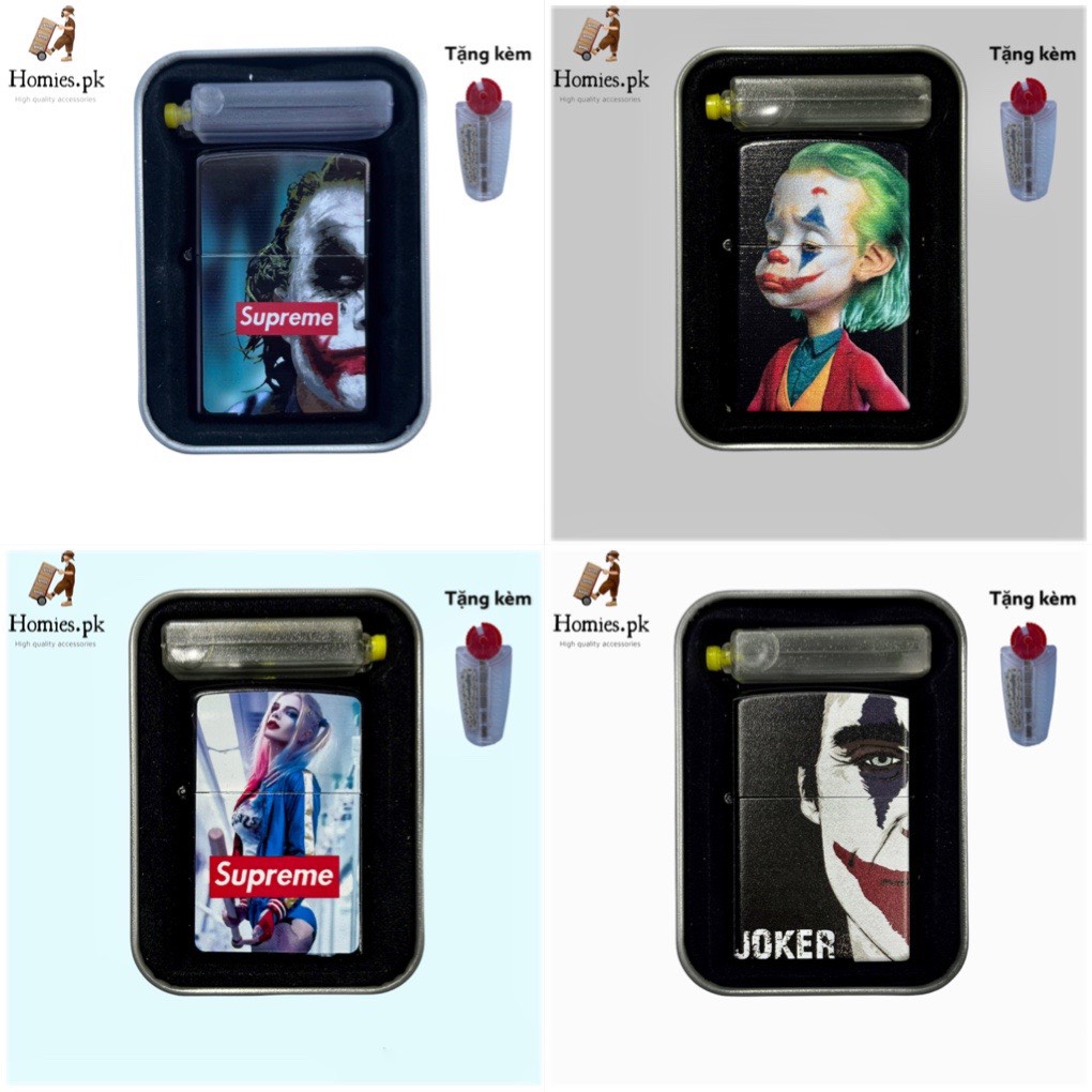 Bật lửa zippo hột quẹt zippo hình joker , hột quẹt zippo bật lửa xăng đá độc lạ- homies.pk