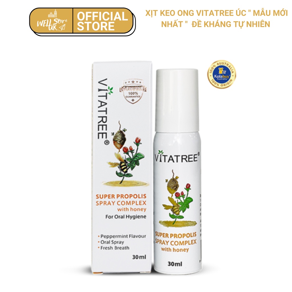 Xịt keo ong Vitatree 30ml, Vitatree Super Propolis with Honey
