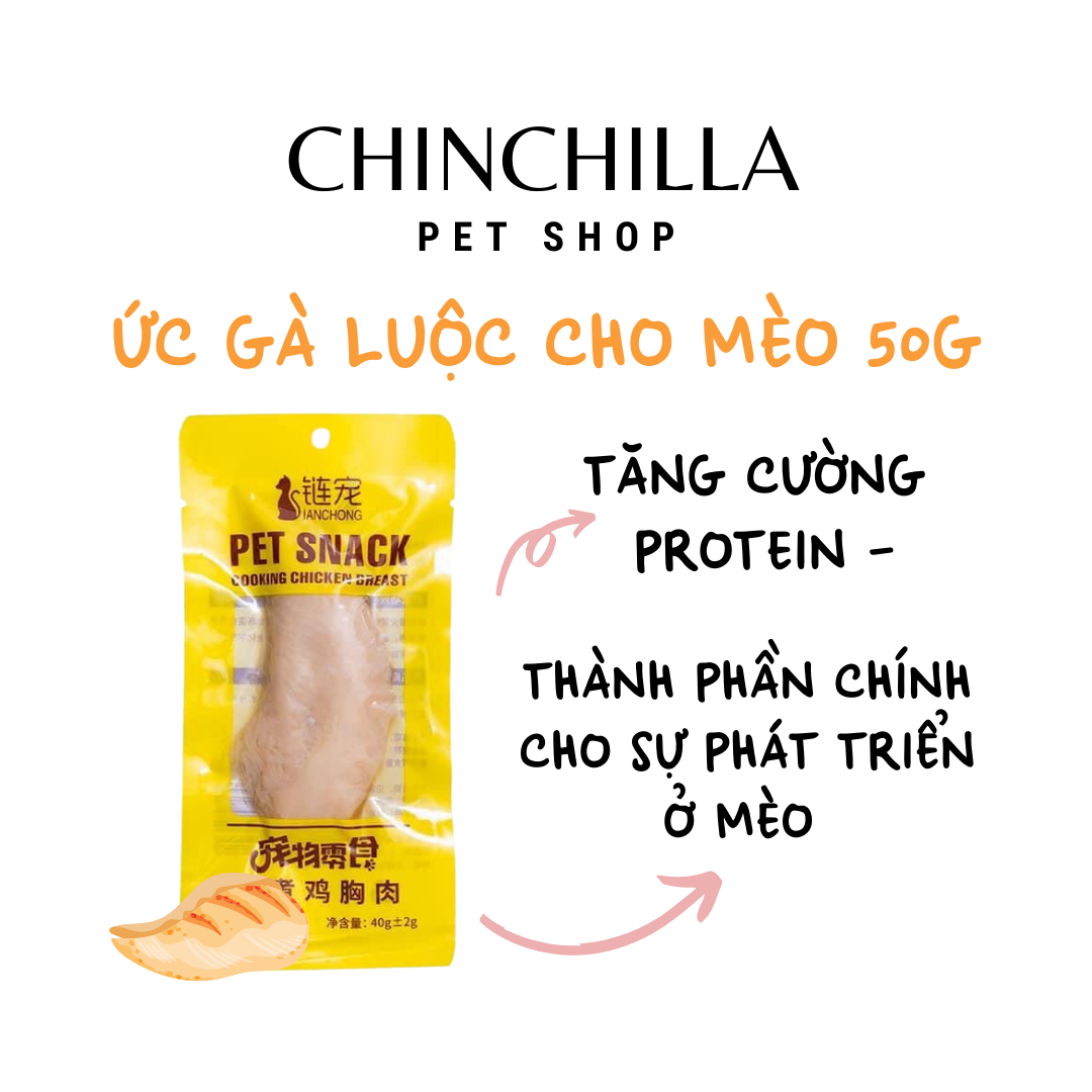 Ức gà luộc cho mèo cưng Pet Snack ăn liền 40g