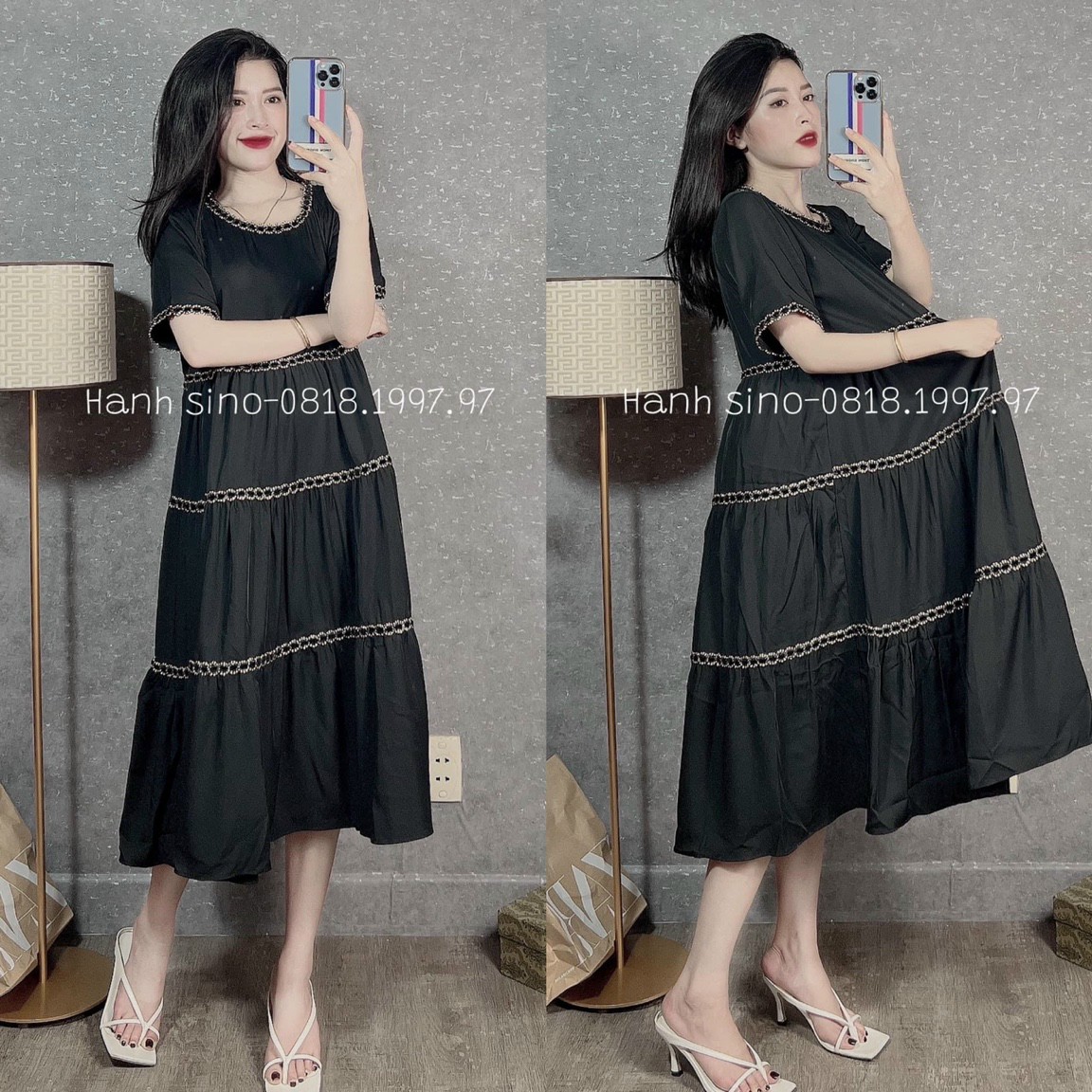 đầm bầu thiết kế, váy bầu xinh free size 43-70kg