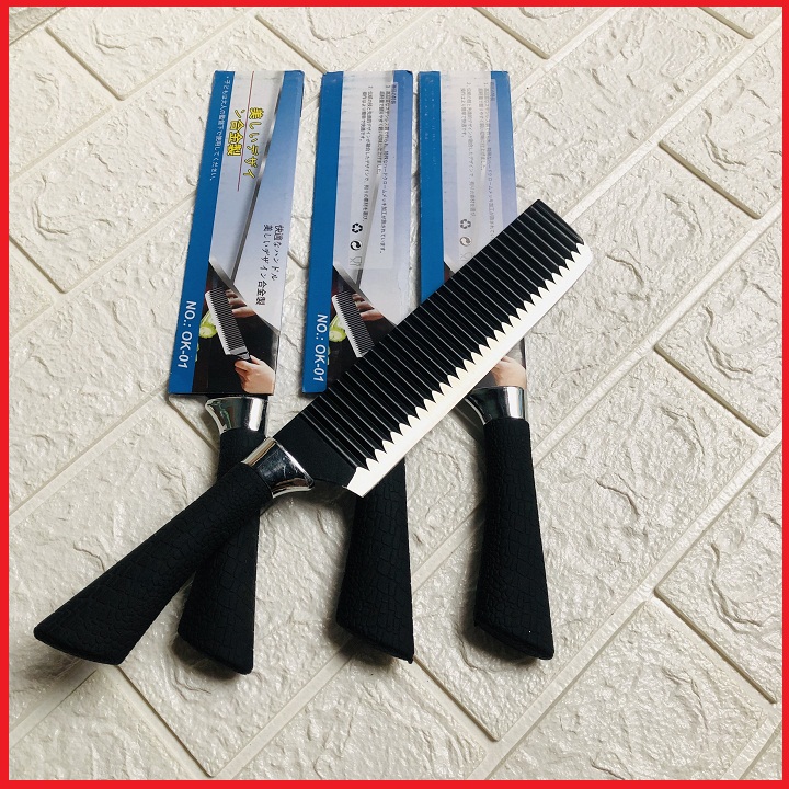 Dao thái Nhật lưỡi dao gợn sóng bằng thép siêu bên không gỉ JIE.LAN.SHI , Hàng y hình dài 33cm