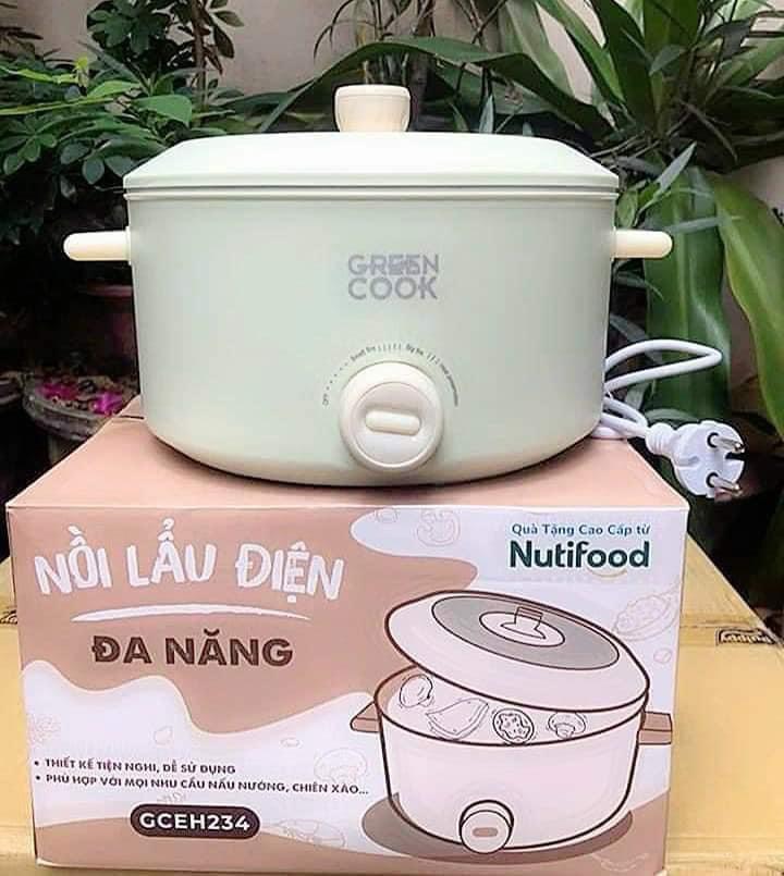Nồi lẩu điện đa năng greencook 4l quà tặng sữa nutifood