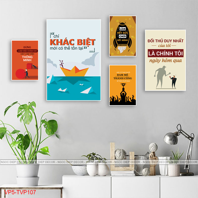 Tranh treo tường slogan trang trí văn phòng làm việc tạo động lực cực mạnh ND03 - tranh trang trí sắc nét, sống động - tặng kèm đinh 3 chân, kt 20X30X3 + 30X45 + 40X60