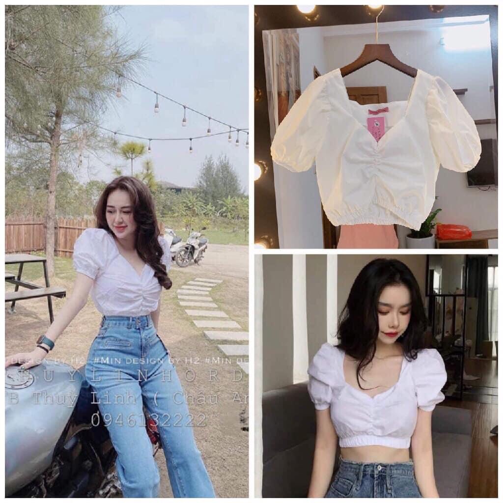 áo croptop nhún ngực chun eo sang chảnh