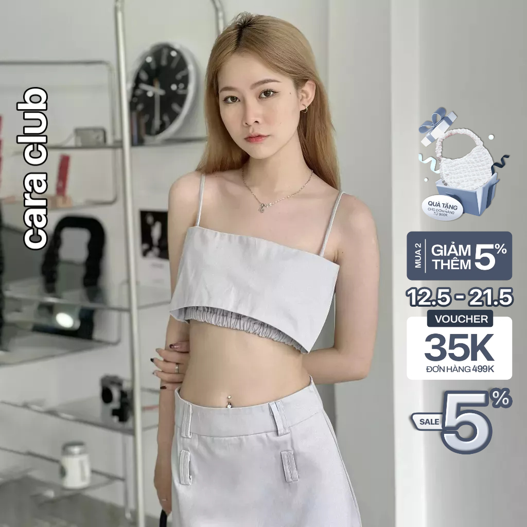 CARA Áo croptop nữ Norah dáng hai dây có bo chun ôm vừa vặn cá tính