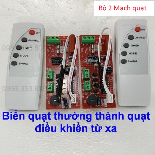 Combo 2 Bộ vỉ mạch và điều khiển từ xa biến quạt thường thành quạt điều khiển từ xa (BẢN QUỐC TẾ) mạch điều khiển từ xa cho quạt