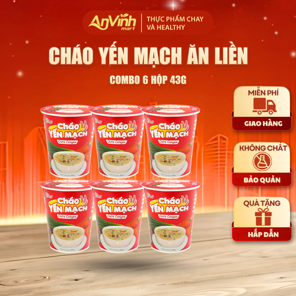 Cháo yến mạch gạo lứt ly giảm cân ăn liền tiện lợi 43g TÂM MINH FOODS