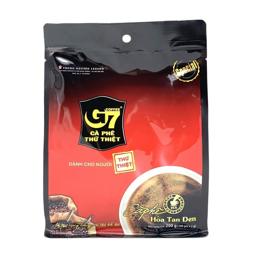 Cà phê hòa tan ĐEN Trung Nguyên( Không Đường Không Sữa) Túi 100 Gói x 2gam