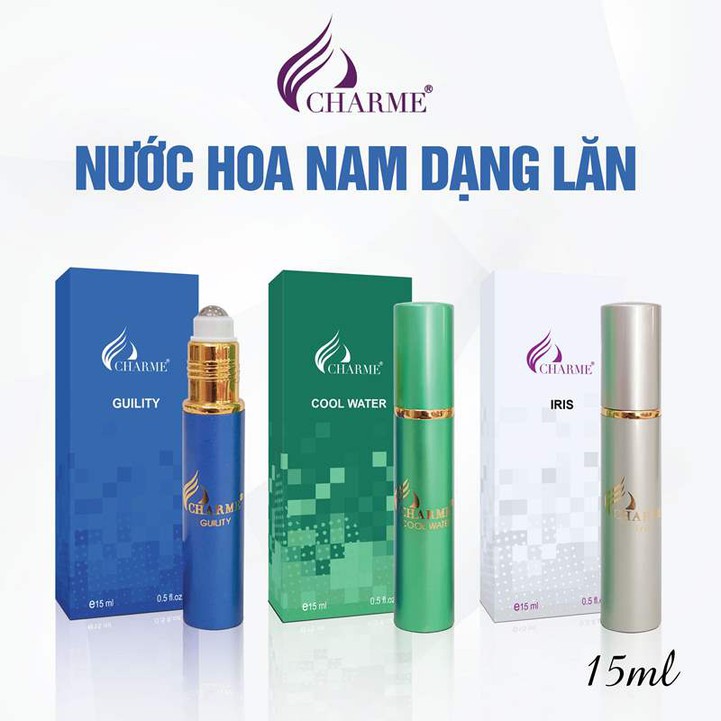 [HCM]Nước hoa mini 15ml dạng lăn Char.me (Guility_15ml, Cool Water, Iris) - 3 PHÂN LOẠI SẢN PHẨM