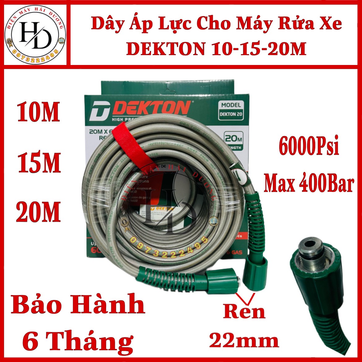 Dây rửa xe cao áp dekton. ren 22mm.dài 10m.15m.20m.