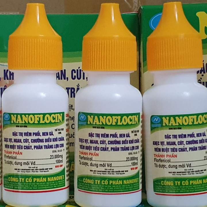 5 lọ nanoflocin (5ml/lọ) nhỏ gà khẹc, sưng phù đầu, phân xanh phân trắng gà