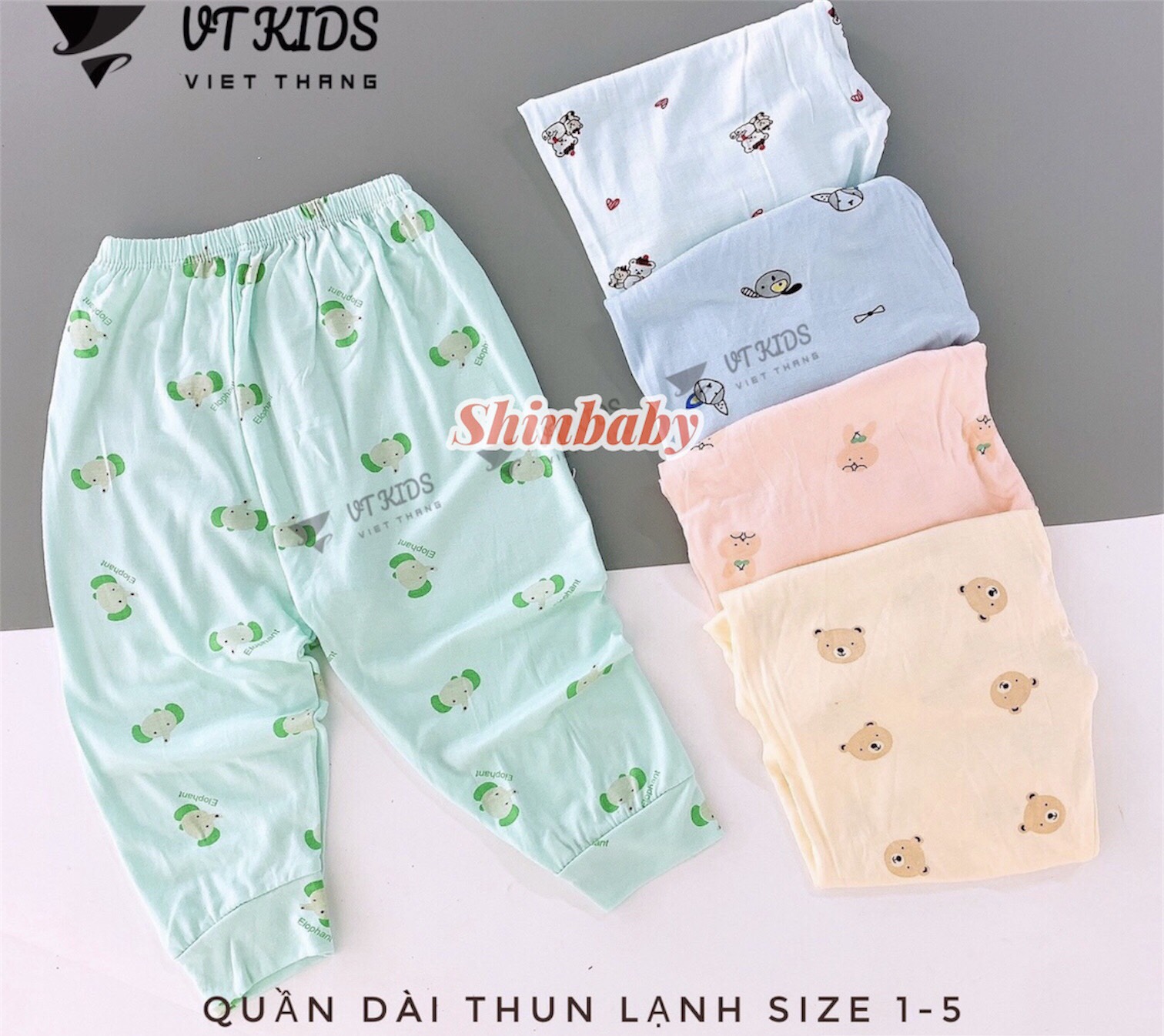 Set 10 quần dài thun lạnh mềm mát nhiều hình siêu xinh cho bé