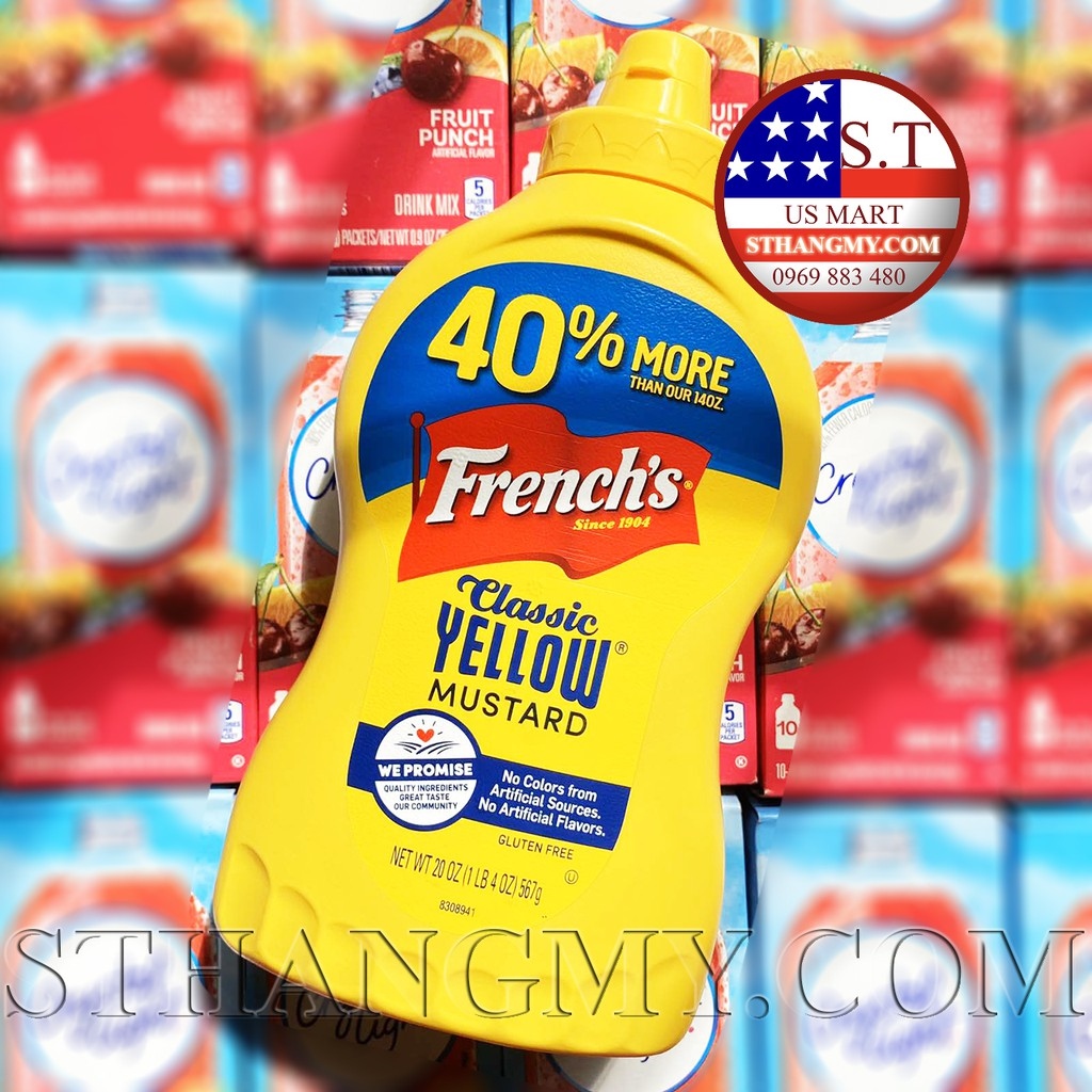 HOT SALE Sốt ăn kiêng Mỹ French's mustard truyền thống size 20 oz (567g) cho người tập gym keto das low-carb
