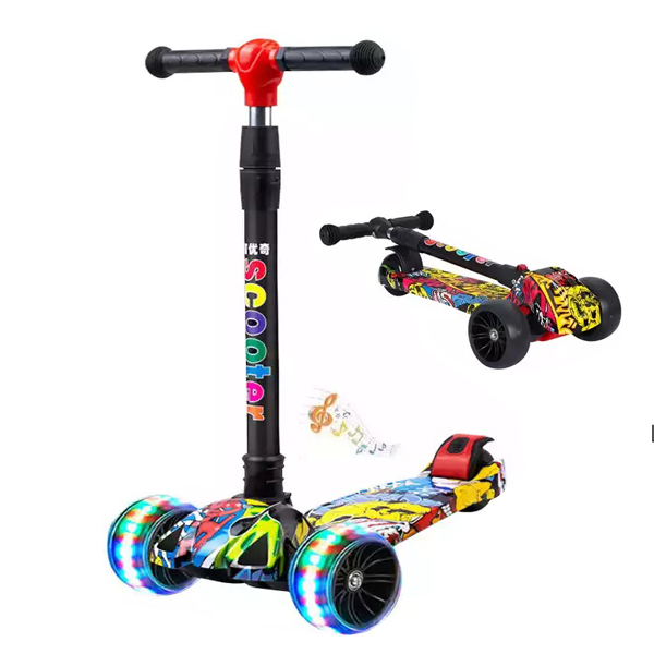 Xe trượt scooter cho bé, xe scooter trẻ em 3 bánh gấp gọn có đèn phát sáng kèm nhạc - chính hãng grose