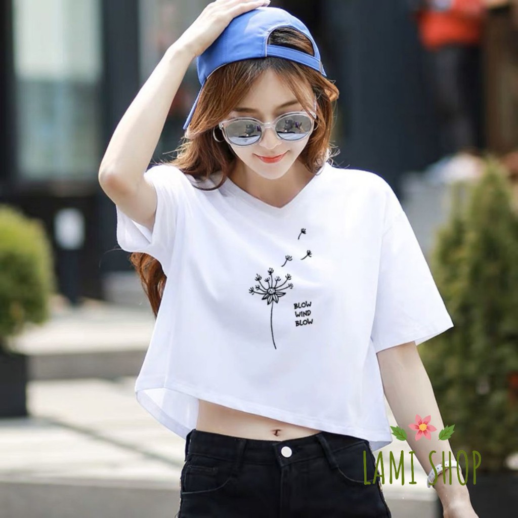 Áo thun nữ ❤️❤️ áo croptop hình bông lau có 3 màu