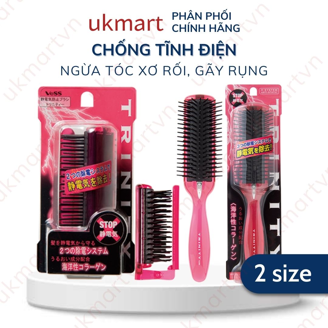 Lược chải gỡ rối chống tĩnh điện trinity vess ngừa tóc xơ rối, gãy rụng - size gấp gọn