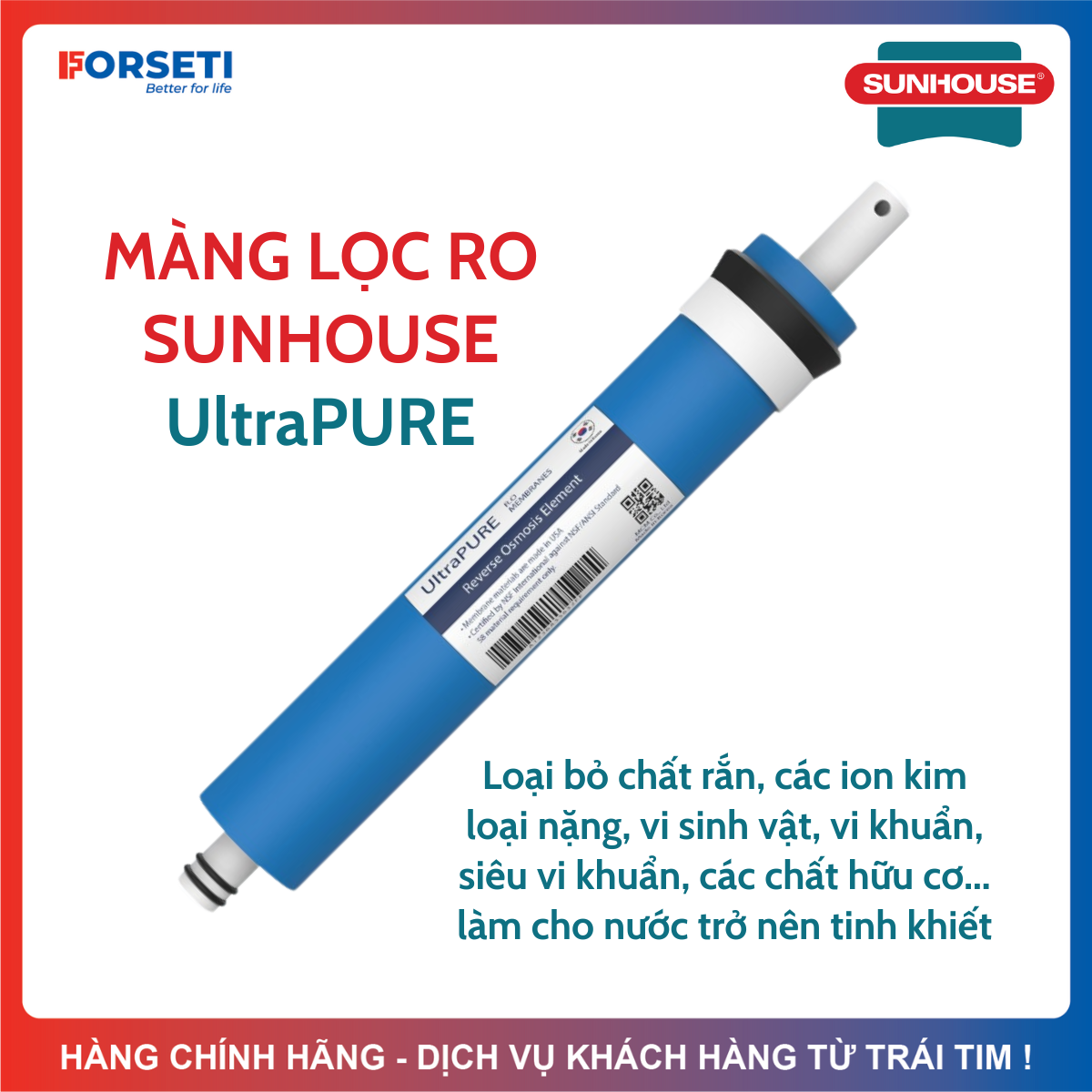 Màng RO Sunhouse UltraPURE Membranes Model SHA-ROV7 Công Suất 75GPD Dùng Được Cho Các Máy Lọc Nước RO