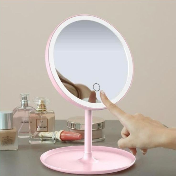 Gương Trang Điểm Có Đèn LED Tròn Nút Cảm Ứng 3 Chế Độ Sáng, Giá Đỡ Gương Sạc Điện Usb Phụ Kiện Làm Đẹp Cho Các Chị Em.