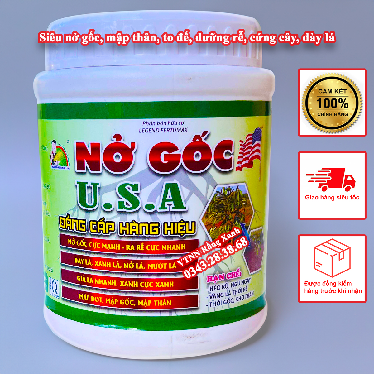 Phân bón siêu nở gốc USA mập thân to đế lớn gốc dưỡng rễ cứng cây dày lá NGUSATP500