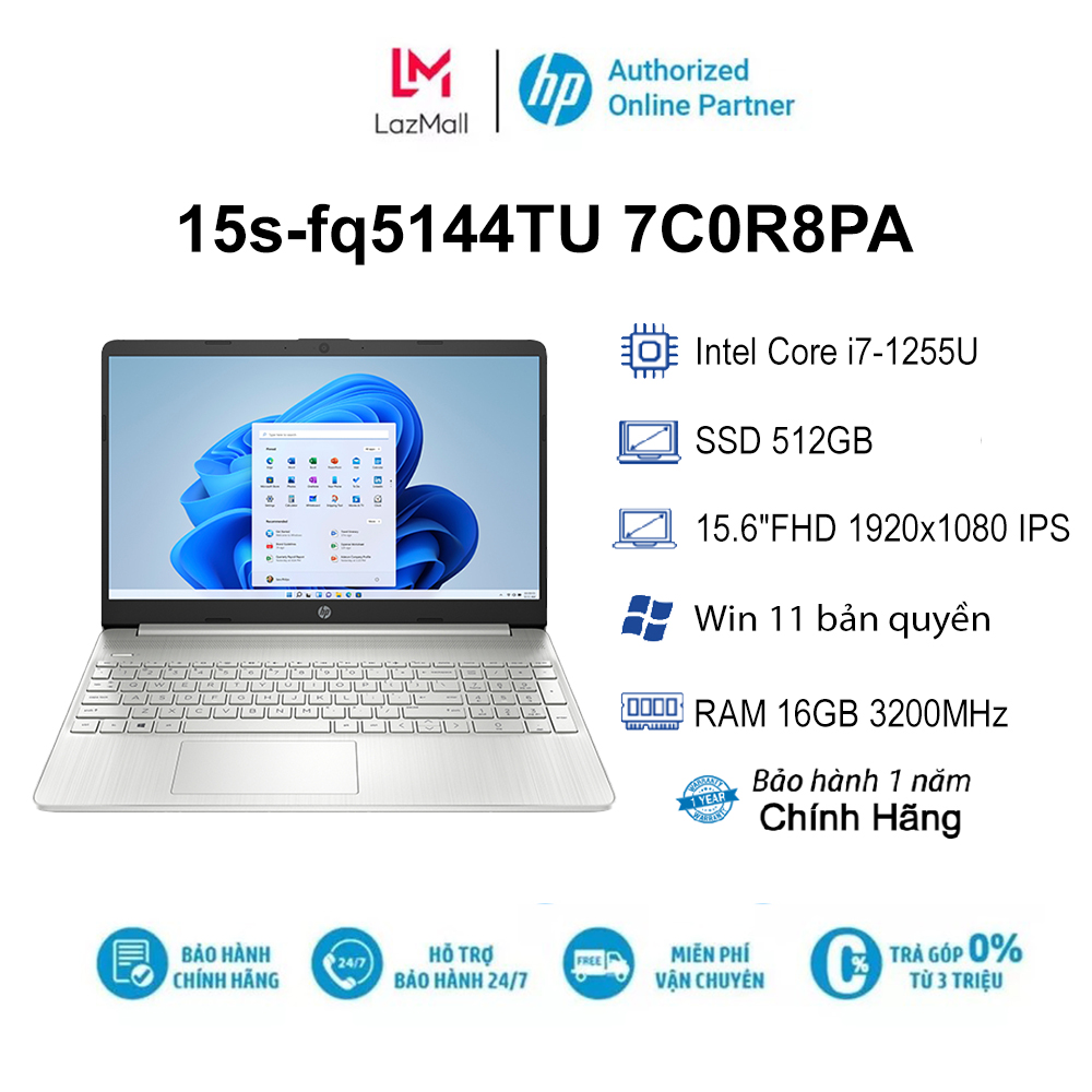 Laptop hp 15s-fq5144tu 7c0r8pa i7-1255u| 16gb| 512gb| ob| 15.6"fhd| win11