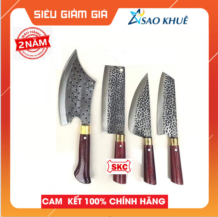 Dao nhà bếp CS089, Bộ dao làm bếp 4 món thép nhíp oto chăt xương , chăt cây cao cấp