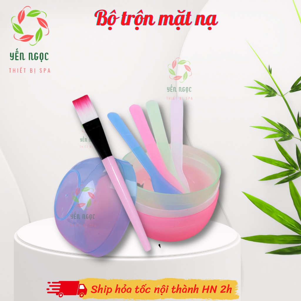 Bộ bát thìa chổi nhựa trộn mặt nạ | Bộ trộn mặt nạ cho spa, cá nhân