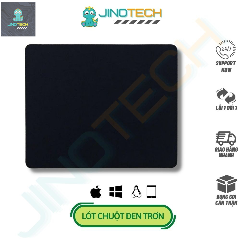 Lót Chuột Máy Tính Đen Trơn JINOTECH Siêu Rẻ 22 x 18 cm